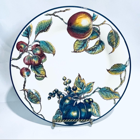 Pier 1 White Fruit stoneware Macintosh Apple dinner plate - Picture 1 of 5
